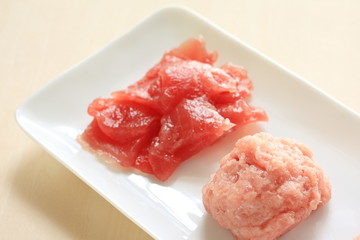 freshness japanese Maguro Sashimi on white dish