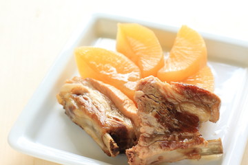 chinese cuisine, simmered spareribs and radish 
