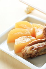 chinese cuisine, simmered spareribs and radish 