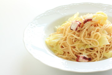 italian cuisine, octopus and cabbage spaghetti
