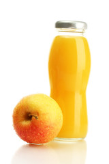 bottle of juice with sweet apple, isolated on white