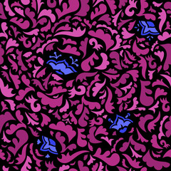 Fototapeta na wymiar Abstract pink and blue seamless pattern with floral background