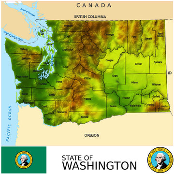 Washington USA counties name location map background