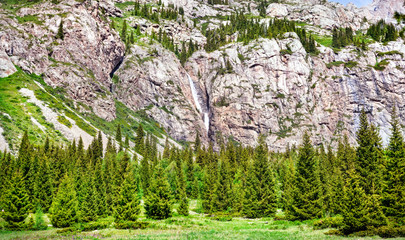 Mountain scenic with waterfall