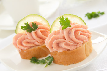 Canapés from the home of the red fish pate.