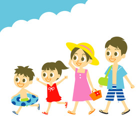 家族　夏休み　水着