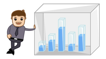Man Showing Statistic Over the Graph Bars