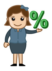 Woman Having Percentage Sign
