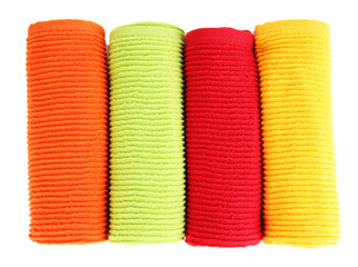 Colorful towels isolated on white