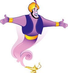 Magic genie granting the wish