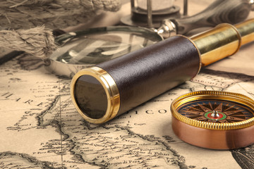 Vintage brass telescope