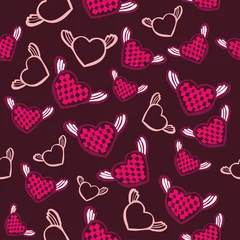 Fotobehang romantic seamless pattern with hearts © Markovka