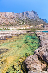 Balos beach. View from Gramvousa Island, Crete in Greece