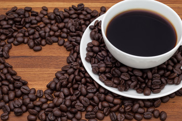Coffee cup with love and heart sign