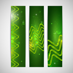 green holiday banners with sparkles