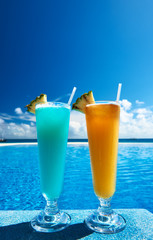 Cocktails near swimming pool