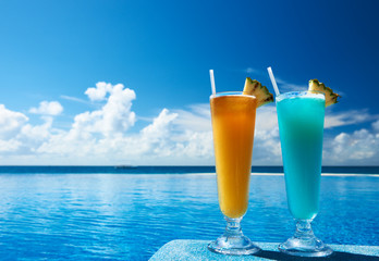 Cocktails near swimming pool