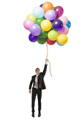 Businessman flying high