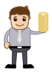 Man Having Gold Coin - Finance Concept - Business Character