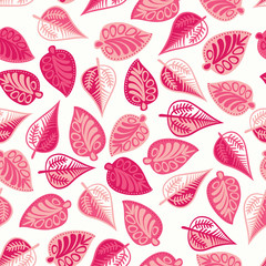 Seamless pattern on leaves theme, Autumn seamless pattern with l