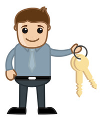 Man with Keys - Real Estate Vector Concept