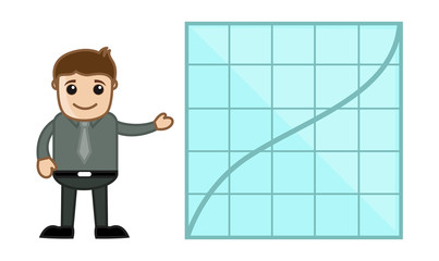 Man Showing Increasing Graph Line - Business Cartoon Character