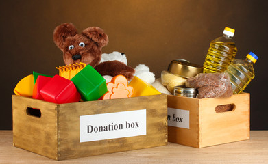 Donation box with food and children's toys