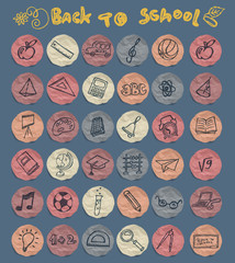 Freehand drawing school icons set