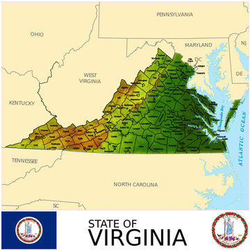 Virginia USA counties name location map background