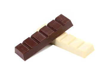 Dark and white bars of chocolate.