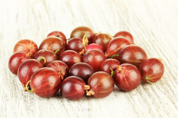 Fresh gooseberries on table close-up