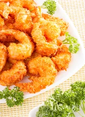 Fototapete Delicious tempura (deep fried prawn) © primopiano