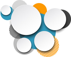 Paper white round speech bubbles.