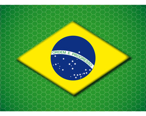 Brazil flag with hexagon background