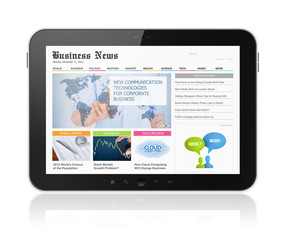 Business media on digital tablet