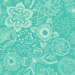 Abstract floral background, summer theme seamless pattern, vecto