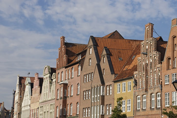 Fototapeta na wymiar Giebelhaeuser Am Sande in der Altstadt von Lüneburg, Deutschland