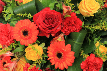 Red, yellow and orange wedding decorations