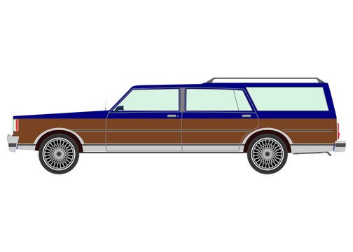 brown and blue station wagon side view clip art preview
