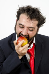Healthy Choice - Businessman Biting An Apple 