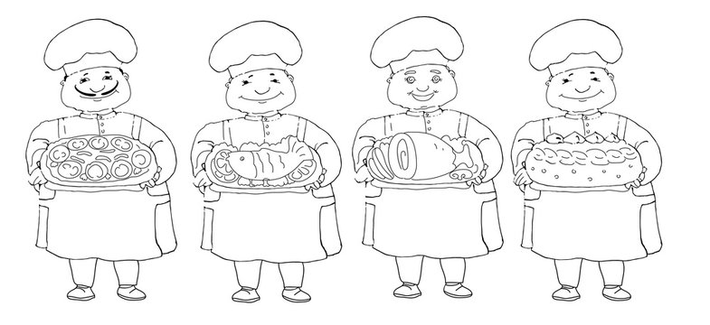 set of four contours of cooks