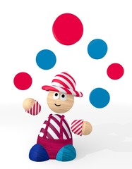 3d render of a isolated circle sign juggled by a clown