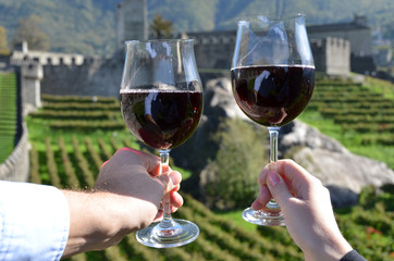 Pair of wineglasses. Bellinzona, Switzerland