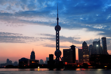 Obraz premium Shanghai morning silhouette