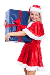 Happy Christmas woman with big present