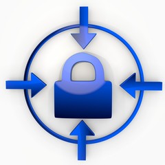 3d render of a isolated secure icon in focus point