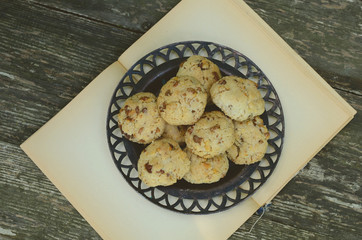 Plate with homemade nut cookies