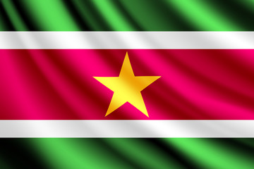 Waving flag of Suriname, vector
