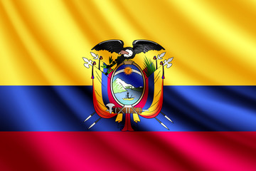 Waving flag of Ecuador, vector - obrazy, fototapety, plakaty