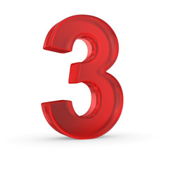 Number three- red isolated with clipping path